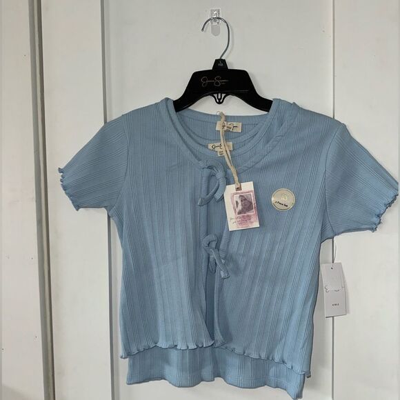 Jessica Simpson 2 piece top with tank and tie over shirt size 12 girls blue - Picture 1 of 4